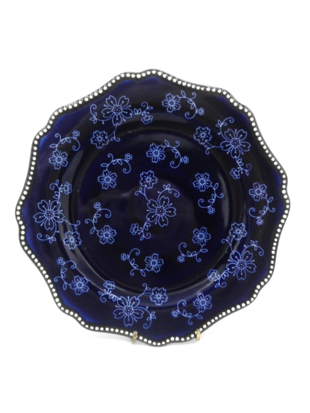 Kunaboo Midnight Dinner Plates Set of 4 Sakura Blue Floral Lace Design - Picture 6 of 7